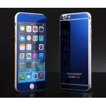 Стъклен скрийн протектор / 9H Tempered Glass Colorful Mirror Screen Protector / 2 в 1 за Apple iPhone 6 / iPhone 6S - син / Blue / лице и гръб
