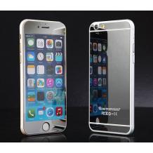 Стъклен скрийн протектор / 9H Tempered Glass Colorful Mirror Screen Protector / 2 в 1 за Apple iPhone 6 / iPhone 6S - сив / Silver / лице и гръб