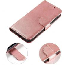 Луксозен кожен калъф Magnet Book със стойка за Xiaomi Redmi Note 14S - Rose Gold