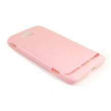 Заден предпазен твърд гръб за Samsung Galaxy Ativ S i8750 - розов имитиращ кожа
