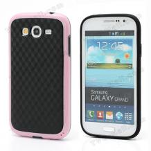 Силиконов калъф / гръб / TPU за Samsung Galaxy Grand I9080 / I9082 / Grand Neo i9060 - Cube Texture / черен с розов кант