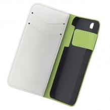 Кожен калъф Flip тефтер IPHORIA за Apple iPhone 5 / iPhone 5S - бяло и зелено