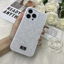 Луксозен твърд гръб Swarovski за Apple iPhone 15 (6.1) - бял / камъни