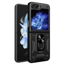Удароустойчив гръб TPU кейс Magnetic Finger Ring Car Holder за Samsung Galaxy Z Flip 5 - черен