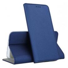 Кожен калъф Magnet Case със стойка за Motorola Moto E6 Plus - син