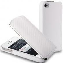 Кожен калъф за Apple iPhone 4 / 4S - Carbon Бял