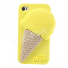 Силиконов калъф / гръб / TPU 3D за Apple iPhone 4 / iPhone 4S - Ice Cream / Сладолед / жълт