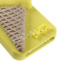 Силиконов калъф / гръб / TPU 3D за Apple iPhone 4 / iPhone 4S - Ice Cream / Сладолед / жълт