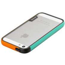 Силиконов Bumper / Walnutt / за Apple iPhone 4 / iPhone 4S - сив с оранжево и зелено