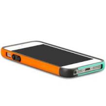 Силиконов Bumper / Walnutt / за Apple iPhone 4 / iPhone 4S - сив с оранжево и зелено