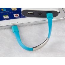 Micro USB кабел за зареждане и пренос на данни / USB Data Charging Line - син / тип гривна