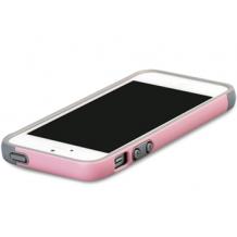 Силиконов Bumper / Walnutt / за Apple iPhone 5 / iPhone 5S - сив с розово и лилаво