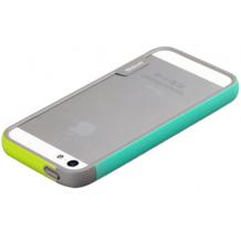 Силиконов Bumper / Walnutt / за Apple iPhone 5 / iPhone 5S - сив със зелено