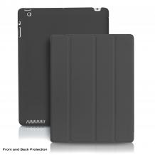 Кожен калъф със стойка за таблет / Smart Cover за iPad 2 / iPad 3 / iPad 4 - черен