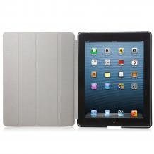 Кожен калъф със стойка за таблет / Smart Cover за iPad 2 / iPad 3 / iPad 4 - сив