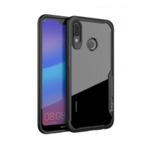 Луксозен твърд гръб IPAKY за Huawei Y7 2019 - прозрачен / силиконов черен кант