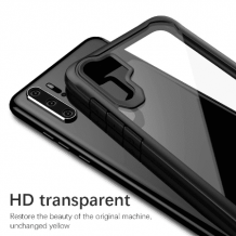 Луксозен твърд гръб IPAKY за Huawei P30 Pro - прозрачен / силиконов черен кант