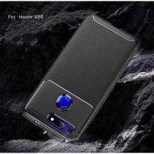Луксозен силиконов калъф / кейс / TPU Auto Focus за Huawei Honor View 20 - черен / Carbon