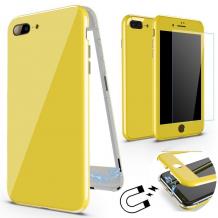 Магнитен калъф Bumper Case 360° FULL със стъклен протектор за Apple iPhone 7 / iPhone 8 - жълт
