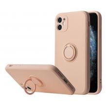 Силиконов твърд гръб TPU кейс / Case Magnetic Finger Ring Car Holder / за Apple iPhone 13 Pro Max 6.7'' - светло розов