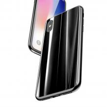 Луксозен гръб BASEUS Glass-Sparkling Case за Apple iPhone X - черен