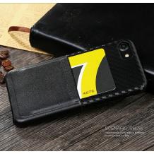 Оригинален гръб X-level Card Case за Apple iPhone 7 - черен / кожа и карбон
