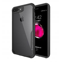 Луксозен твърд гръб със силиконов кант IPAKY за Apple iPhone 7 Plus / iPhone 8 Plus - прозрачен / черен кант