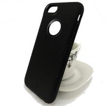 Луксозен силиконов калъф / гръб / TPU Armor за Apple iPhone 7 / iPhone 8 - черен / релефен
