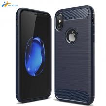 Силиконов калъф / гръб / TPU за Apple iPhone X - тъмно син / carbon