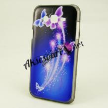 Ултра тънък силиконов калъф / гръб / TPU Ultra Thin за Samsung Galaxy Grand Prime G530 - синьо и черно / преливащ / пеперуди