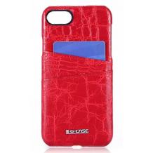 Луксозен кожен гръб G-Case Koco Series за Apple iPhone 7 / iPhone 8 - червен / Croco