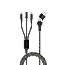 Кабел USB + Type C Maxlife ALL in 1 Lightning + 2x USB-C 1,0 m 66W
