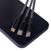 Кабел USB + Type C Maxlife ALL in 1 Lightning + 2x USB-C 1,0 m 66W