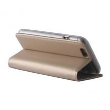 Кожен калъф Flip тефтер Magnet Book със стойка за Apple iPhone 16e - златист