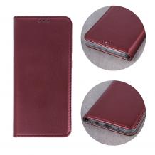 Луксозен кожен калъф Flip тефтер със стойка / Smart magneto book / за Samsung S22 5G - бордо