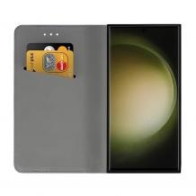 Кожен калъф Magnetic Book със стойка за Samsung Galaxy S25 Edge - черен