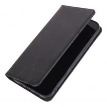 Кожен калъф Flip тефтер Magnetic Book със стойка за Xiaomi Redmi 15 - черен