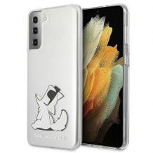 Оригинален силиконов гръб Karl Lagerfeld Choupette Fun за Samsung Galaxy S21 - прозрачен