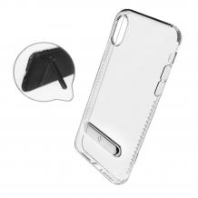 Луксозен силиконов калъф / гръб / TPU TOTU Design Keen Series със стойка за Apple iPhone X - прозрачен със сребристо