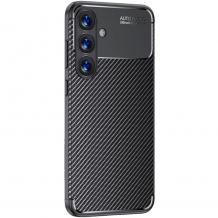 Луксозен силиконов калъф / кейс / Auto Focus Carbon Case Samsung Galaxy A34 - черен Карбон