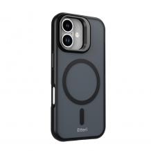 Удароустойчив хибриден кейс Etteri Morning Fog с Magsafe и стойка за iPhone 17 - Черен
