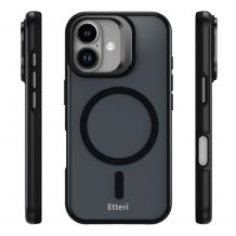 Удароустойчив хибриден кейс Etteri Morning Fog с Magsafe и стойка за iPhone 17 - Черен