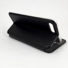 Луксозен кожен калъф Flip тефтер OPEN S-View със стойка за Apple iPhone 7 Plus - черен