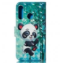 Кожен калъф Flip тефтер Flexi със стойка за Samsung Galaxy A20e - зелен / Bamboo Panda