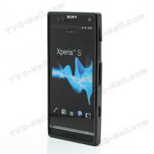 Силиконов калъф / гръб / TPU за Sony Xperia S Lt26i - черен с лилави точки