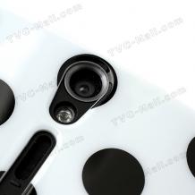 Силиконов калъф / гръб / TPU за Sony Xperia S Lt26i - бял с черни точки