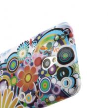Силиконов калъф / гръб / TPU за HTC One Mini M4 - бял с цветя / Flowers Pattern