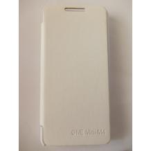 Кожен калъф Flip Cover тип тефтер за HTC One mini M4 - бял