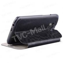 Луксозен кожен калъф Flip тефтер Baseus Brocade Series със стойка за HTC One M8 - черен