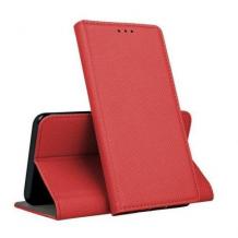 Кожен калъф Magnet Case със стойка за Motorola Moto G100 – червен